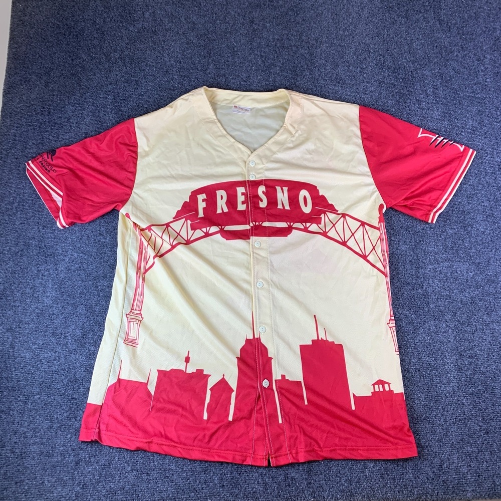 Promotional Adventures Fresno Grizzlies #24 MLB Jersey Mens XL Cream Red Logo